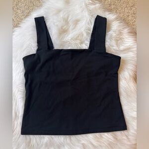 Abercrombie & Fitch Size L Square Neck Black Tank Top, cropped
